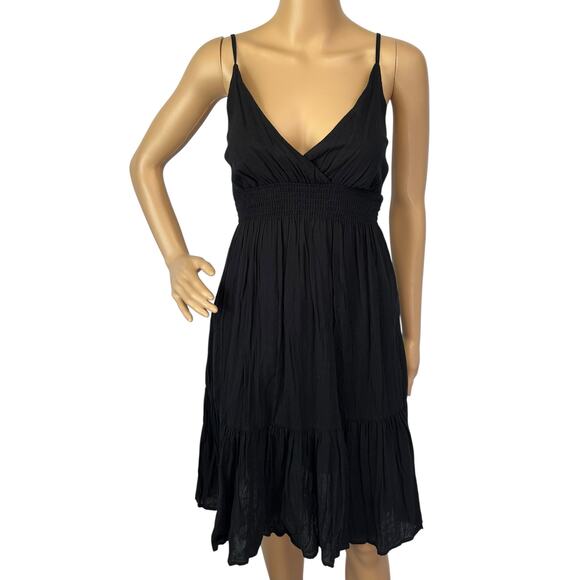 2/$30 NWT Old Navy Cotton Midi Dress Black V-Neck Sleeveless Size XS - Picture 1 of 11